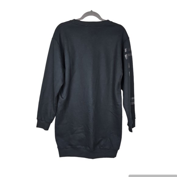 Wolford Logo Sweat Dress  Black/Steel Oversized With Logo-Print Day Dress Size S - Picture 10 of 14